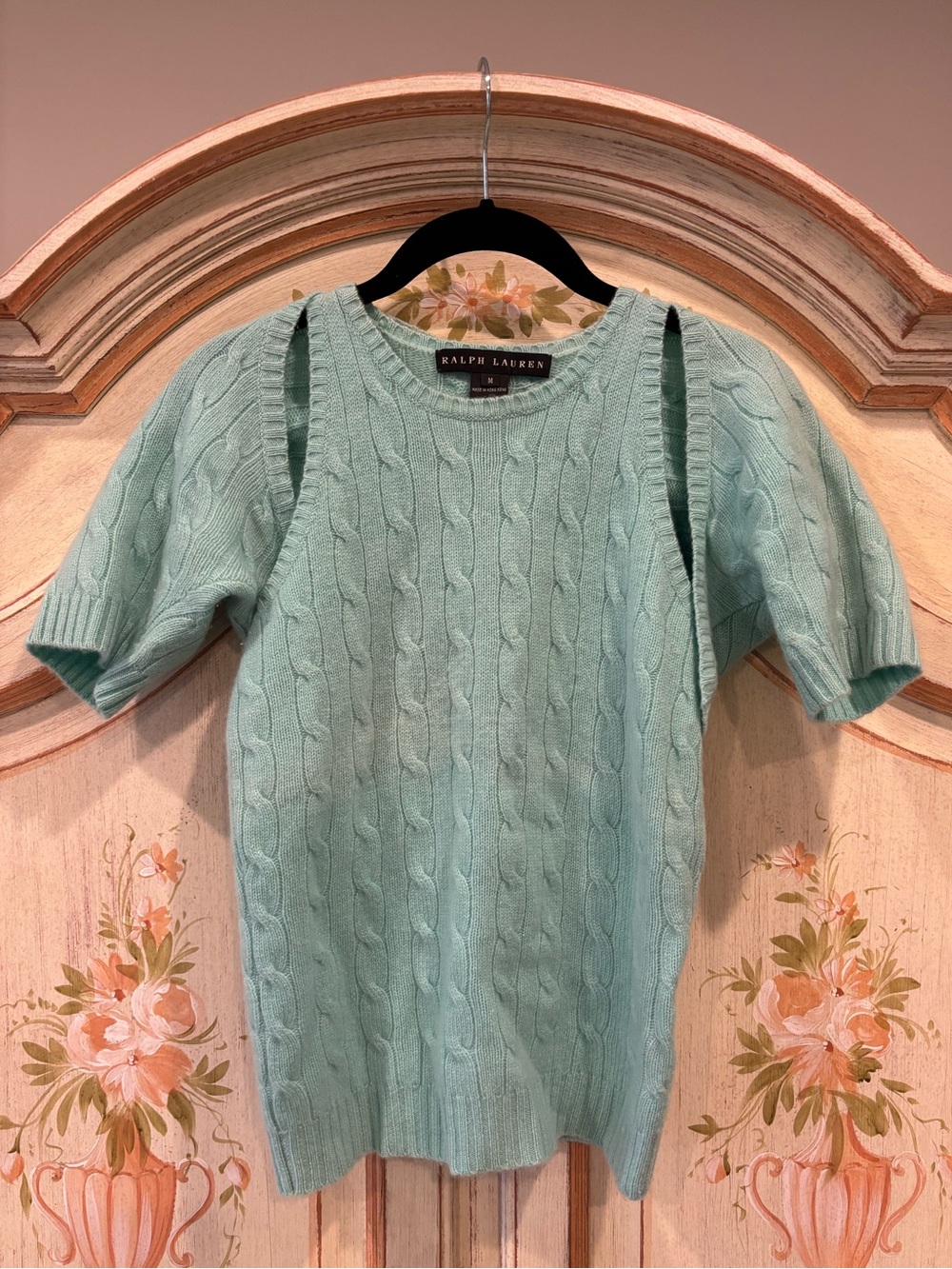 Y2K Ralph Lauren Black Label Cashmere Twin Set Aqua Blue Shrug and Tank M/L
